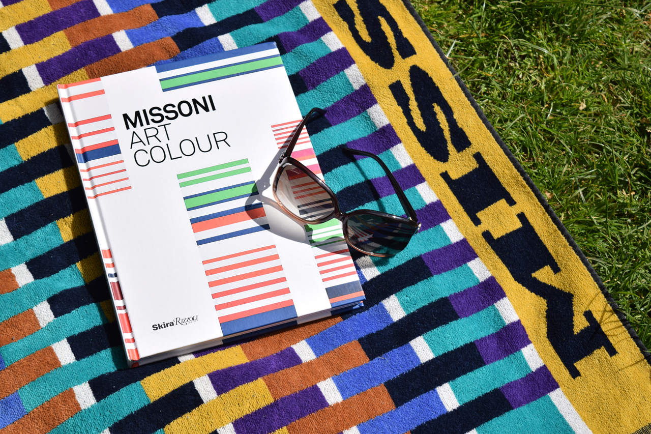 Missoni Art Colour, Exhibition Catalogue, Skira Rizzoli Publications Inc. 2015 on Missoni Home beach towel.