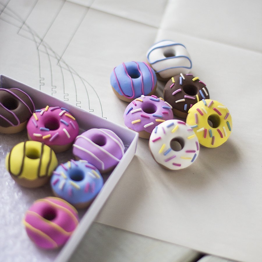 Handmade Polymer Clay Doughnut Sewing Pattern Weights by Danni from OhSewQuaint