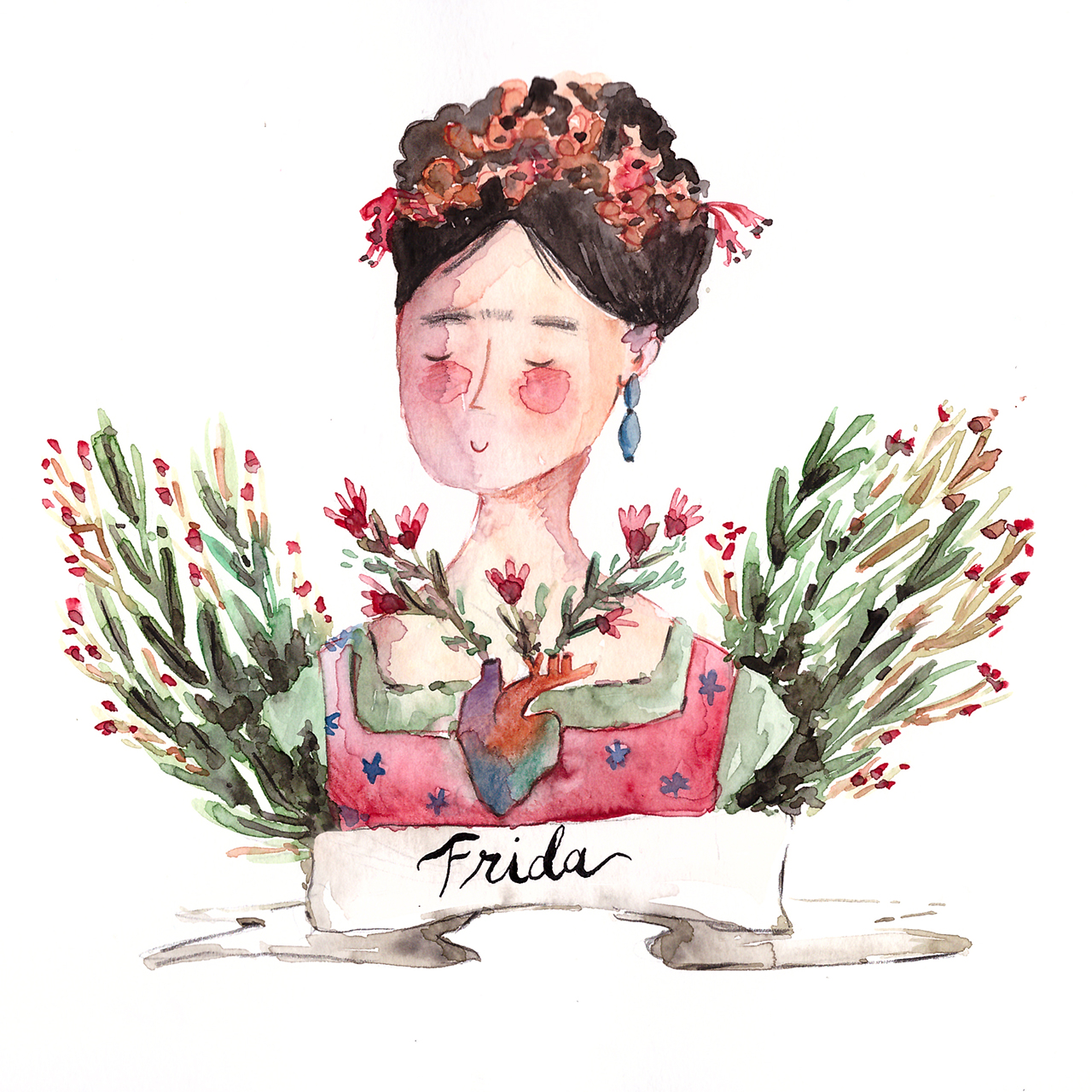 Frida Khalo watercolour by Lucia