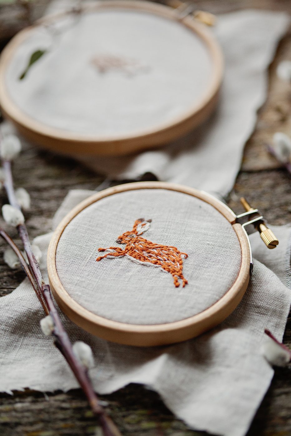 Hand embroidered rabbit