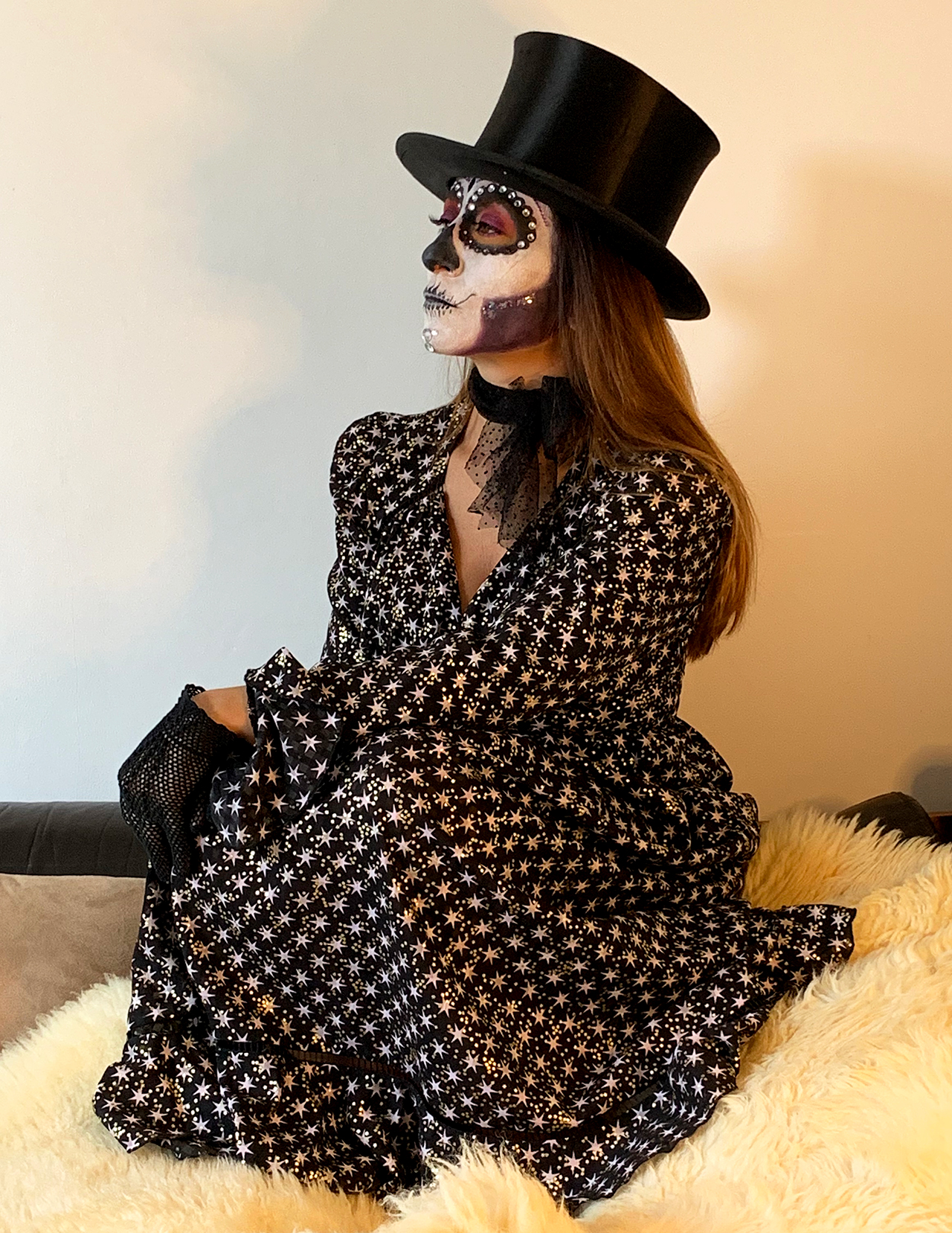 La Catrina with an authentic vintage top hat